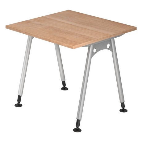 Scrivania regolabile in altezza ATOS 8 S in look noce con gambe argentate di hjh OFFICE PRO