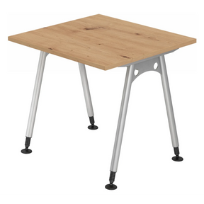Scrivania regolabile in altezza ATOS 8 S in rovere nodoso con gambe argentate di hjh OFFICE PRO