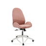 Sedia Home Office AVEA con rivestimento in velluto rosa e base bianca su ruote di hjh OFFICE