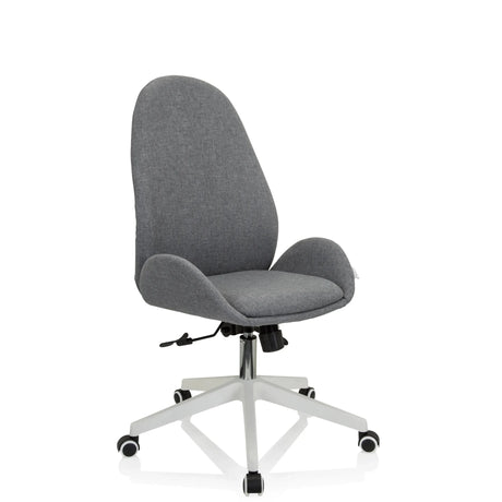 Sedia Home Office AVEA I con rivestimento in tessuto grigio e base bianca su ruote di hjh OFFICE