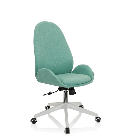 Sedia Home Office AVEA I con rivestimento in tessuto color aqua e base bianca di hjh OFFICE