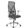 Sedia da ufficio professionale AZURRO WHITE grigia con schienale in rete e base a stella lucidata di hjh OFFICE