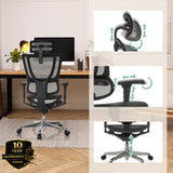 Poggiatesta, braccioli e altezza del sedile regolabili della poltrona di lusso ERGOHUMAN SLIM ULTRA GEN2 in nero di hjh OFFICE