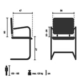 Disegno tecnico della Sedia a sbalzo CAPTIVO PRO V con una larghezza di 56 cm di hjh OFFICE