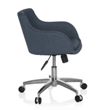 Sedia Home Office SOLAO 100 grigio scuro con scocca imbottita e base a cinque ruote di hjh OFFICE – vista a 360° (profilo laterale 80°)