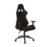 Sedia da gaming nera GAME FORCE con poggiatesta, braccioli e base a cinque ruote di hjh OFFICE – vista a 360° (vista frontale a tre quarti 40°)