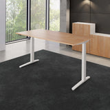 Scrivania regolabile elettricamente in altezza XBHM 2E WW in rovere rustico con struttura bianca di hjh OFFICE PRO