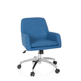 Sedia Home Office SHAKE 400 blu con braccioli e base a cinque ruote di hjh OFFICE – vista a 360° (vista frontale 20°)