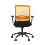 Sedia da ufficio professionale PORTO BASE nero-arancione con schienale in rete e base a cinque ruote di hjh OFFICE – vista a 360° (vista frontale 0°)