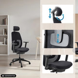 Poggiatesta e supporto lombare regolabili della sedia da ufficio professionale Skandis Pro di hjh OFFICE (immagine generata dall’IA)