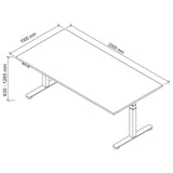 Disegno tecnico della scrivania XDSM 2E G con dimensioni 2000 x 1000 mm di hjh OFFICE PRO