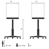 Disegno tecnico dello Sgabello bistro VANTAGGIO con una larghezza della seduta di 30 cm di hjh OFFICE