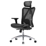 Sedia da ufficio professionale M57-M015 nera con schienale in rete, poggiatesta e base in alluminio di Sihoo