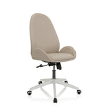 Sedia Home Office AVEA I beige con braccioli e base bianca a cinque ruote di hjh OFFICE – vista a 360° (vista frontale a tre quarti 40°)