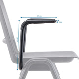 Disegno tecnico del Bracciolo MEET WA con una lunghezza di 21 cm e un'altezza di 23 cm di hjh OFFICE