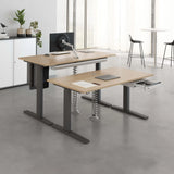 Scrivania regolabile elettricamente in altezza XMKA 16 G in rovere rustico con vassoio per tastiera di hjh OFFICE PRO