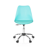 Sedia Home Office FANCY PRO color turchese con seduta a guscio e base a cinque ruote di hjh OFFICE – vista a 360° (vista frontale 0°)