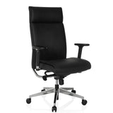 Poltrona professionale CURYO in nero con base a stella in metallo lucido e braccioli imbottiti di hjh OFFICE