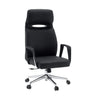 Schwarzer Profi-Chefsessel VELVET ECO mit Chromgestell und Teppichbodenrollen von hjh OFFICE