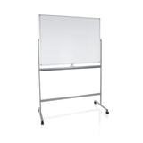 Lavagna bianca MULTIBOARD I bianca con struttura argentata e ruote di hjh OFFICE – vista a 360° (vista frontale 17°)