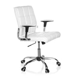 Sedia Home Office ERNESTO bianca con imbottitura trapuntata e base a cinque ruote di hjh OFFICE – vista a 360° (vista frontale a tre quarti 60°)