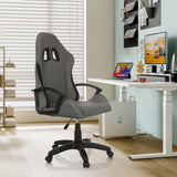 Sedia da gaming GAMEBREAKER W01 in grigio-nero con aperture integrate per il poggiatesta di MyBuero