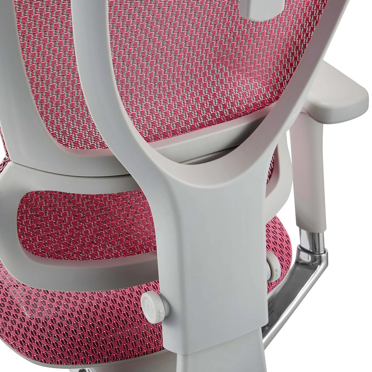 Rivestimento in rete rosa e struttura in plastica bianca della poltrona di lusso ERGOHUMAN SLIM G GEN2 di hjh OFFICE