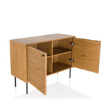 Madia aperta LINNO S in effetto rovere con due scomparti e gambe nere di hjh LIVING