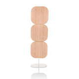 Parete divisoria beige FLEXMIUT W con tre elementi quadrati e base bianca di hjh OFFICE – vista a 360° (vista frontale 0°)