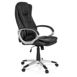 Sedia da gaming RELAX WB100 nera con schienale imbottito e base a cinque ruote di MyBuero – vista a 360° (vista frontale a tre quarti 60°)