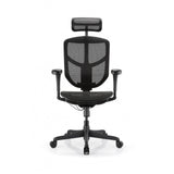 Sedia da ufficio professionale Enjoy Eco MB nera con schienale in rete, poggiatesta e base a cinque ruote di hjh OFFICE – vista a 360° (vista frontale 0°)