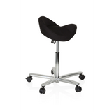 Sgabello a sella MOVE-TEC 3D PRO I nero con base a cinque ruote di hjh OFFICE – vista a 360° (profilo laterale 80°)