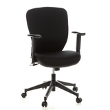 Sedia da ufficio professionale TRAFFIC 20 nera con braccioli e base a cinque ruote di hjh OFFICE – vista a 360° (vista frontale 20°)