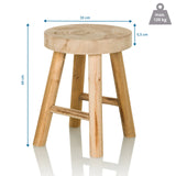 Vista dimensionale dello sgabello RUSTIKO W con altezza 44 cm e diametro 33 cm di hjh LIVING