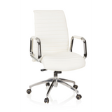 Poltrona professionale ASPERA 10 bianco crema con braccioli e base a cinque ruote di hjh OFFICE – vista a 360° (vista frontale 20°)
