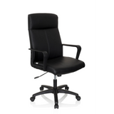 Poltrona professionale LISSO nera con braccioli e base a cinque ruote di hjh OFFICE – vista a 360° (vista frontale a tre quarti 40°)
