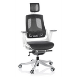 Sedia da ufficio professionale SPEKTRE grigia con schienale in rete e base a cinque ruote di hjh OFFICE – vista a 360° (vista frontale 20°)