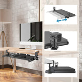 Vassoio per tastiera VM-KB con rivestimento nero e dispositivo di montaggio regolabile di hjh OFFICE