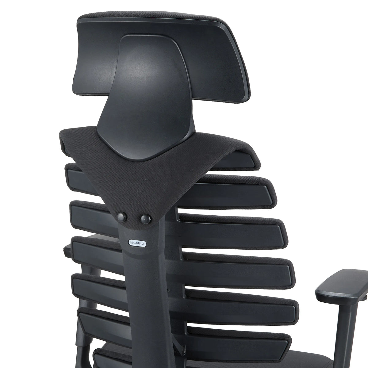 Schienale e poggiatesta della sedia da ufficio professionale ERGO LINE II PRO in tessuto nero di hjh OFFICE