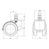 Disegno tecnico delle rotelle per sedia 5x ROLO FREE 11mm/50mm con un diametro della rotella di 50 mm di hjh OFFICE
