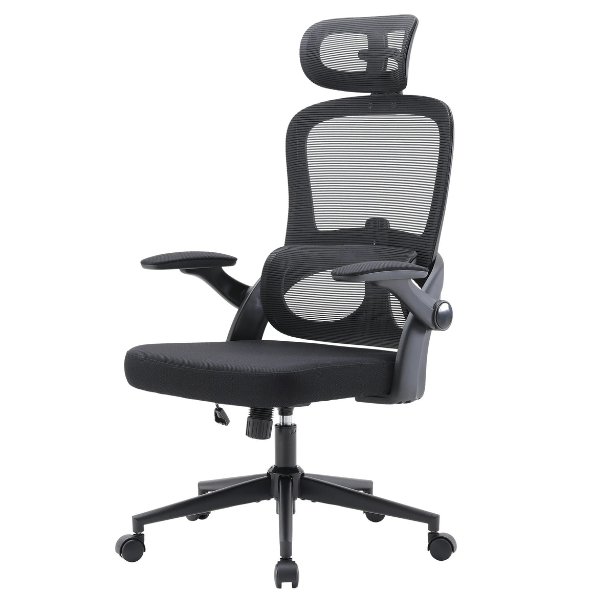 Sedia da ufficio professionale MC102C-M101 nera con schienale in rete, poggiatesta e braccioli di Sihoo
