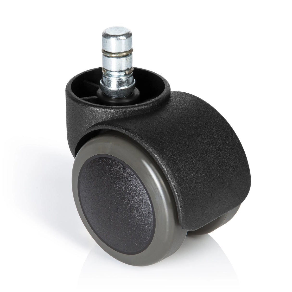 Rotelle per Sedia 5x ROLO No-Noise 11mm/50mm nere per pavimenti duri con perno in metallo argento di hjh OFFICE – vista a 360° (vista frontale 0°)