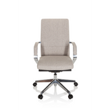 Sedia da ufficio professionale BESSONA beige con braccioli e base a cinque ruote di hjh OFFICE – vista a 360° (vista frontale 0°)