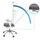Angolo di inclinazione regolabile di 90 gradi dello schienale della Sedia da ufficio professionale ASPEN WHITE PRO di hjh OFFICE