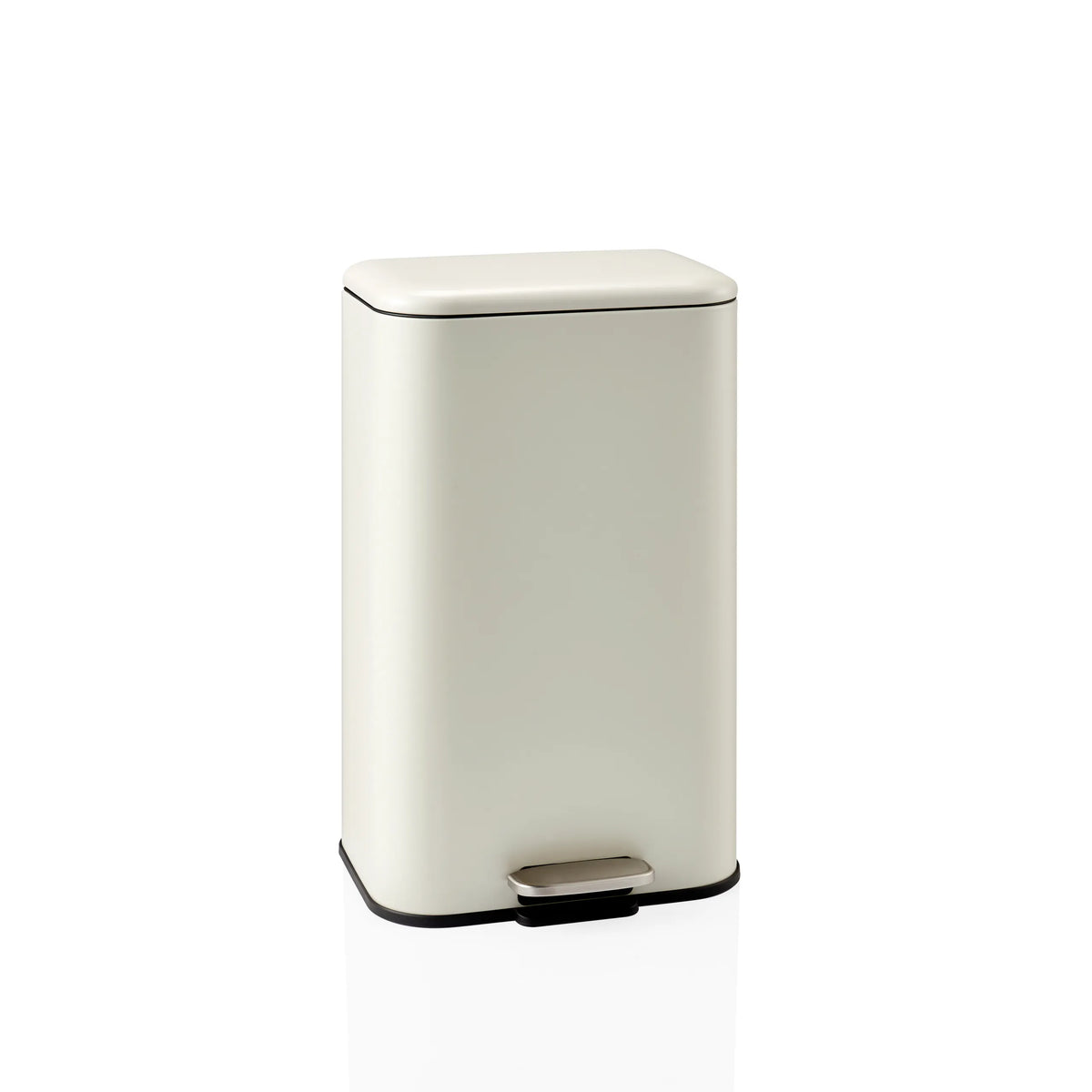 Cestini Clean 1 beige con apertura a pedale e coperchio piatto di hjh OFFICE – vista a 360° (vista frontale 15°)