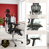 Poggiatesta e braccioli regolabili della poltrona di lusso ERGOHUMAN PLUS LEGPRO GEN2 di hjh OFFICE (immagine generata dall’IA)
