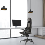 Sedia da ufficio professionale SPEKTRE BLACK grigio-nera con schienale in rete e ruote di hjh OFFICE