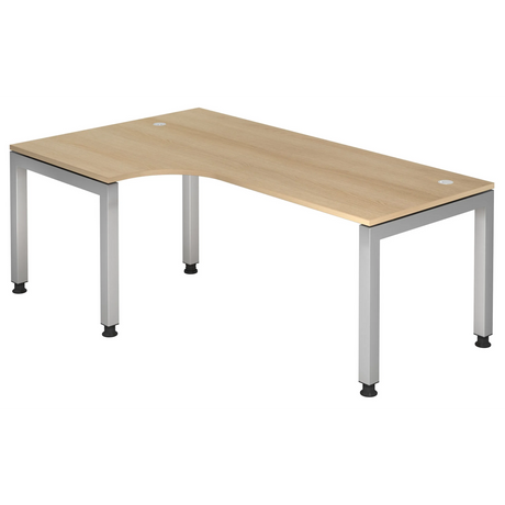L-förmiger Schreibtisch JAVA 82 S in Eicheoptik mit silbernen Metallbeinen von hjh OFFICE PRO