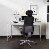 Vista posteriore della Sedia da ufficio professionale PRO-TEC 400 in nero con poggiatesta e braccioli di hjh OFFICE