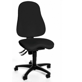 Sedia da ufficio professionale BALANCE 400 nera con rivestimento in tessuto e base a stella con ruote di Topstar